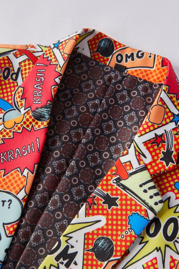 Oranje Notched Recrevers Graffiti heren Blazer Verkauf – Bild 4