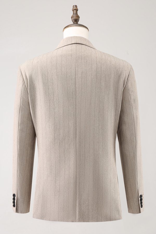 Ivory Peak Revers Krijtstreep Single Breasted 3-delige heren galapakken Schn?ppchen – Bild 2