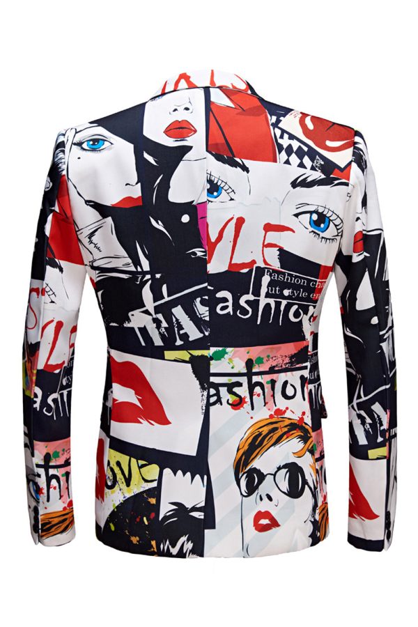 Witte Inkeping Revers Special Graffiti 2 Delig Heren Pak Online-Schn?ppchen – Bild 2