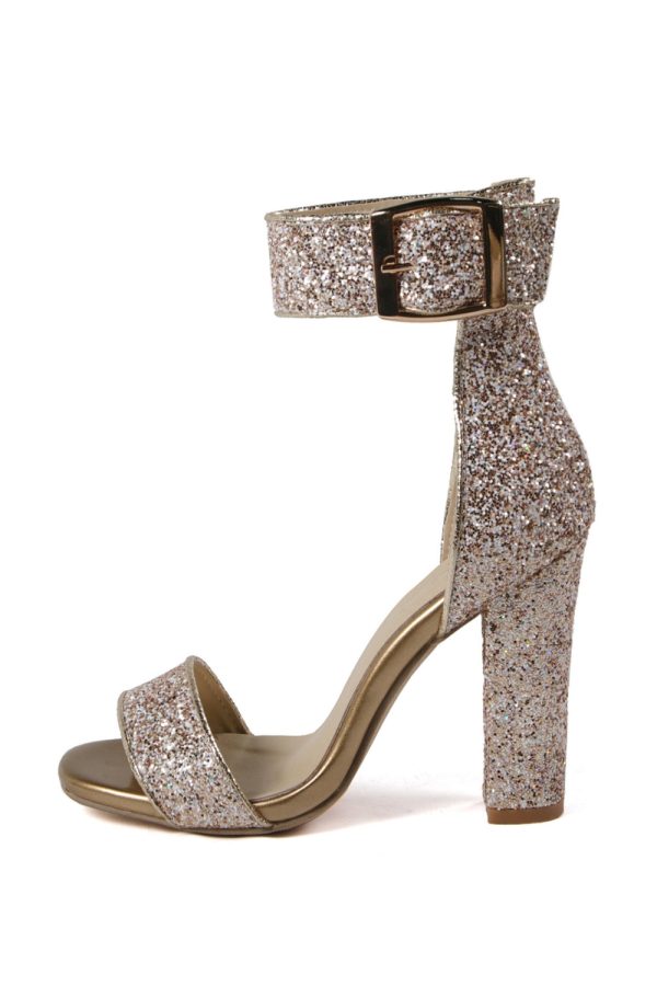 Glitter Gouden Open Teen Gesp Feestschoenen Verkauf – Bild 3