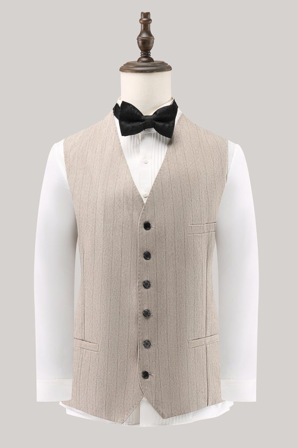 Ivory Peak Revers Krijtstreep Single Breasted 3-delige heren galapakken Schn?ppchen – Bild 4