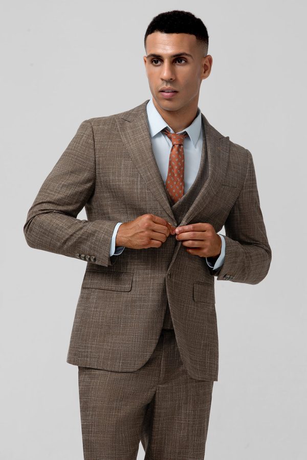 Brown Peak Lapel 3-delige single breasted heren galapakken Online-Schn?ppchen – Bild 3