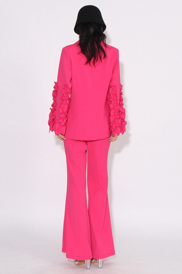 Fuchsia 2 Stuks Inkeping Revers Een Knoop Dames Pakken Schn?ppchen – Bild 2