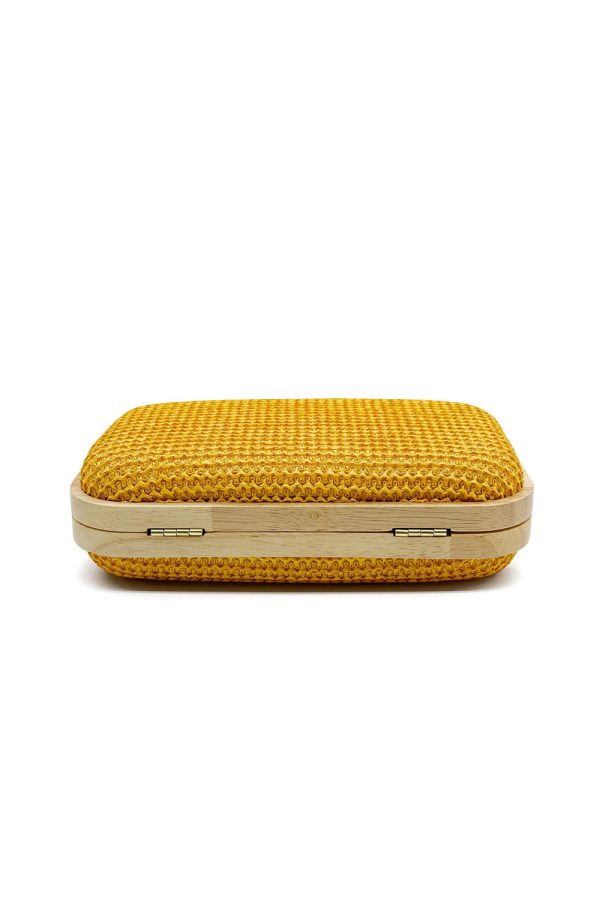 Gele Handgemaakte Houten Clutch Bag Zu verkaufen – Bild 2