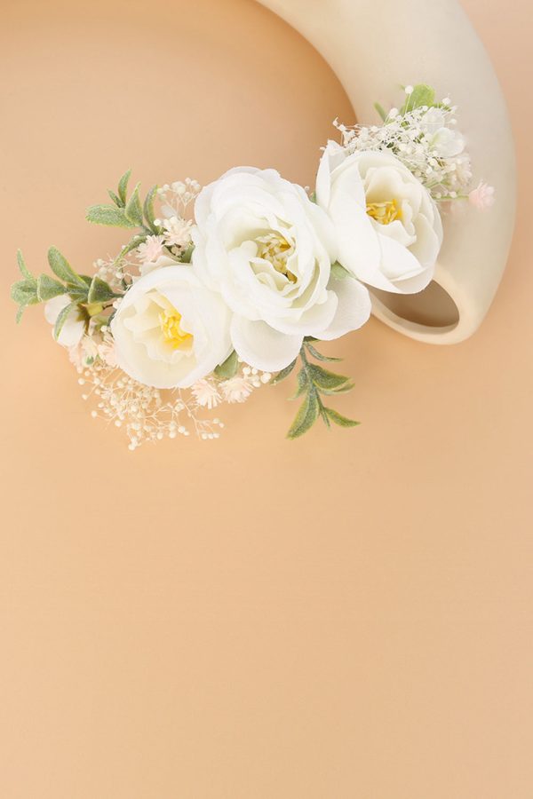 Witte Pols Corsage Floral Handgemaakte Armband Groen Haarkam Floral Bruids Zendspoel Verkauf – Bild 2