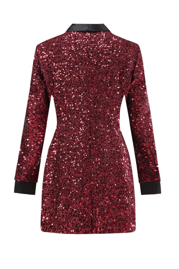 Sprankelende bordeauxrode Bodycon maxi blazer voor dames Rabatt – Bild 2