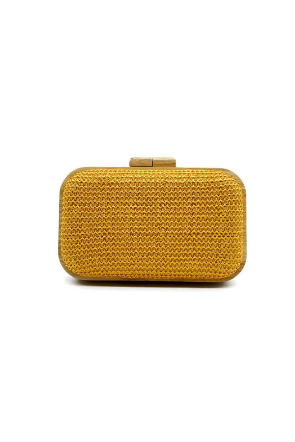 Gele Handgemaakte Houten Clutch Bag Zu verkaufen