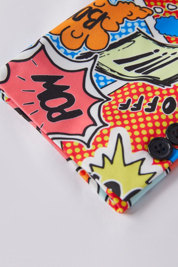 Oranje Notched Recrevers Graffiti heren Blazer Verkauf – Bild 2