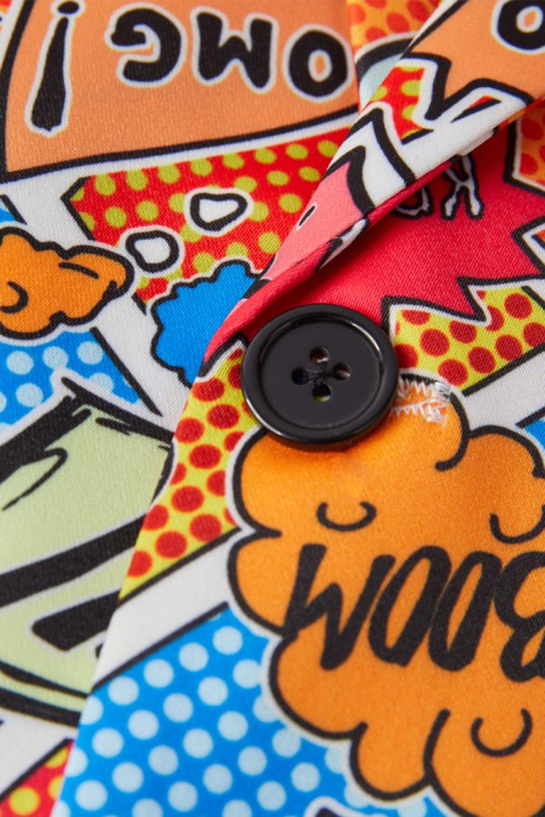 Oranje Notched Recrevers Graffiti heren Blazer Verkauf – Bild 3