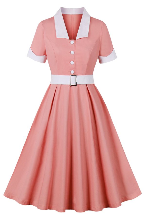 Blozen, revers, hals een lijn Vintage jaren 1950 jurk Online