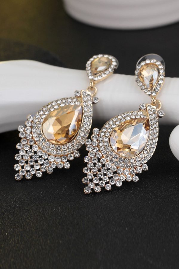 Bruid legering Rhinestone Tear Drop vormige Champagne oorbellen (1paar) Rabatt – Bild 2