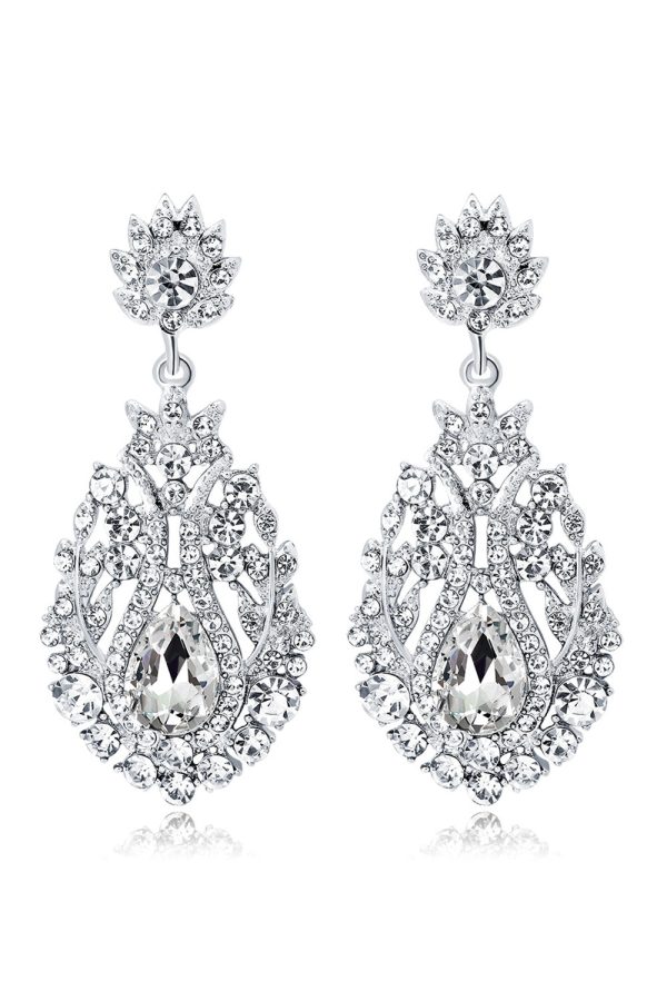 Witte Crystal Bruids Bruiloft Oorbellen Im Angebot