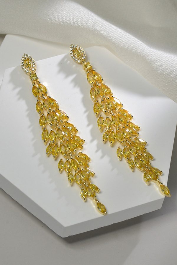 Gele strass bungelende oorbellen Rabatt – Bild 2