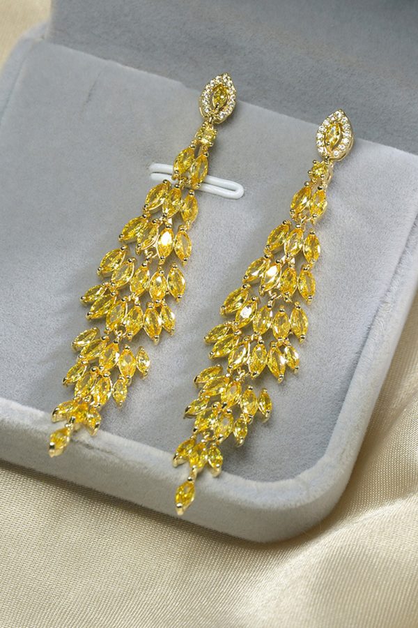 Gele strass bungelende oorbellen Rabatt – Bild 3