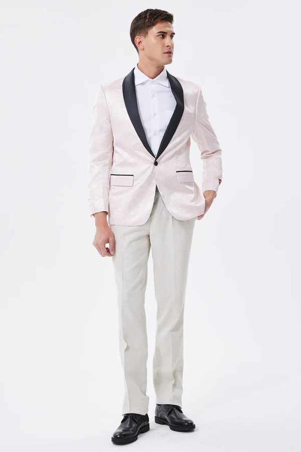 Lichtroze sjaal revers heren blazer Im Angebot – Bild 4