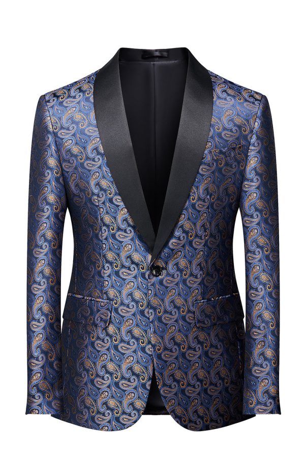 Formele blazer voor heren met marineprint Online-Schn?ppchen