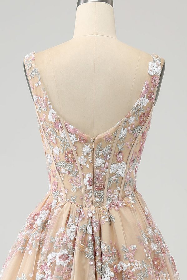 Luxe A Line Champagne Corset Prom Dress met appliques Online-Schn?ppchen – Bild 5