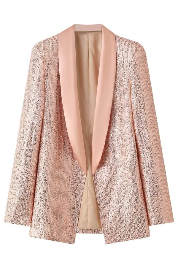 Sprankelende Blush Pailletten Vrouwen Prom Party Blazer Online-Schn?ppchen