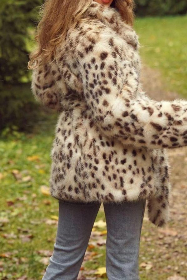 Maxi Shearling Jas met luipaardprint en riem Jetzt online – Bild 5