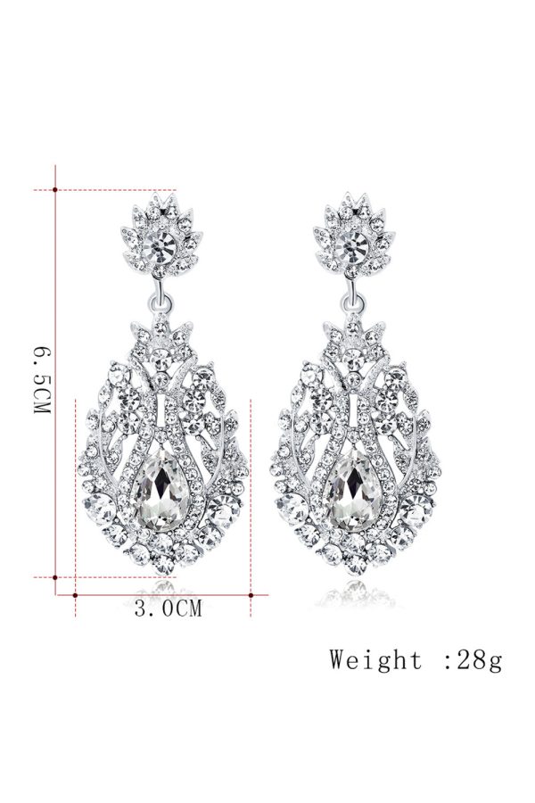 Witte Crystal Bruids Bruiloft Oorbellen Im Angebot – Bild 4