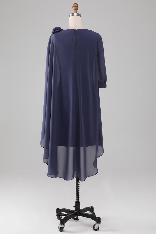 Schede kolom Scoop kralen knie-lengte Chiffon moeder van de bruid jurk Angebot – Bild 2