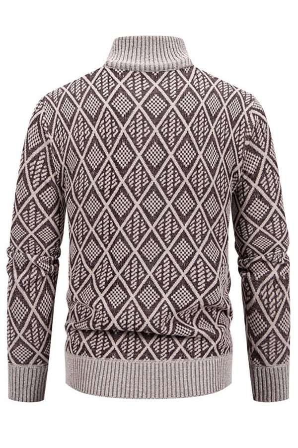 Jacquard Plus fluwelen casual vest met opstaande kraag voor heren Schn?ppchen – Bild 2