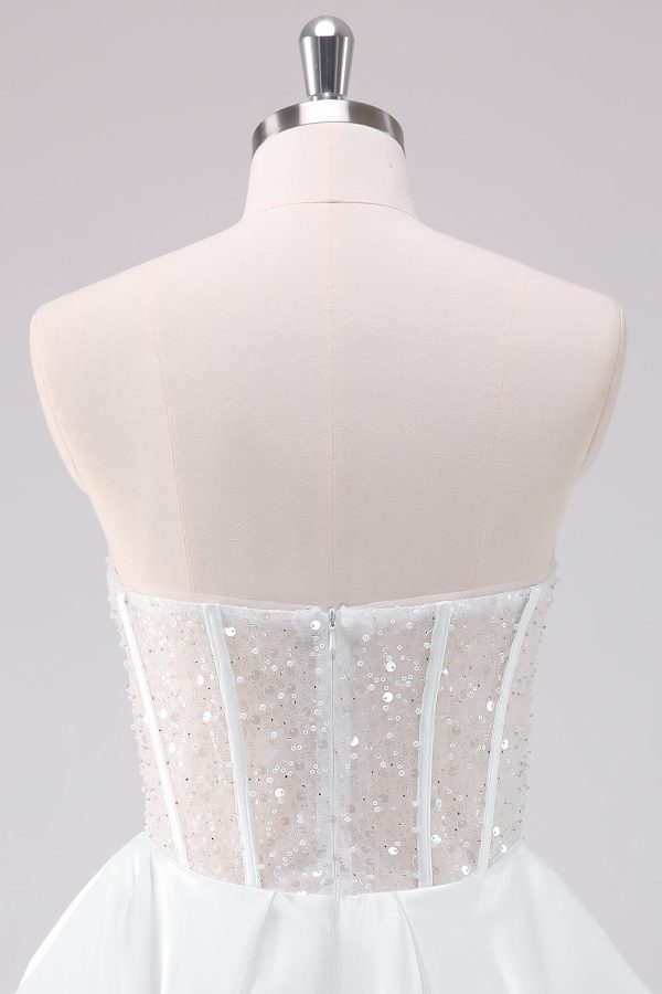 Sprankelende witte A-lijn strapless korte jurk voor thuiskomst Online-Schn?ppchen – Bild 5