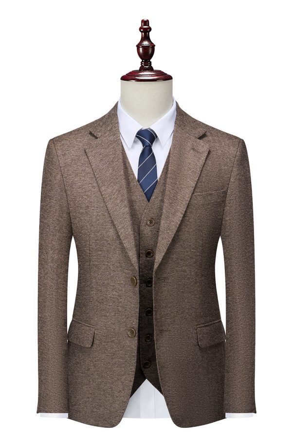 Bruin 3-delig herenpak Slim fit staljonherenpak Angebot – Bild 3