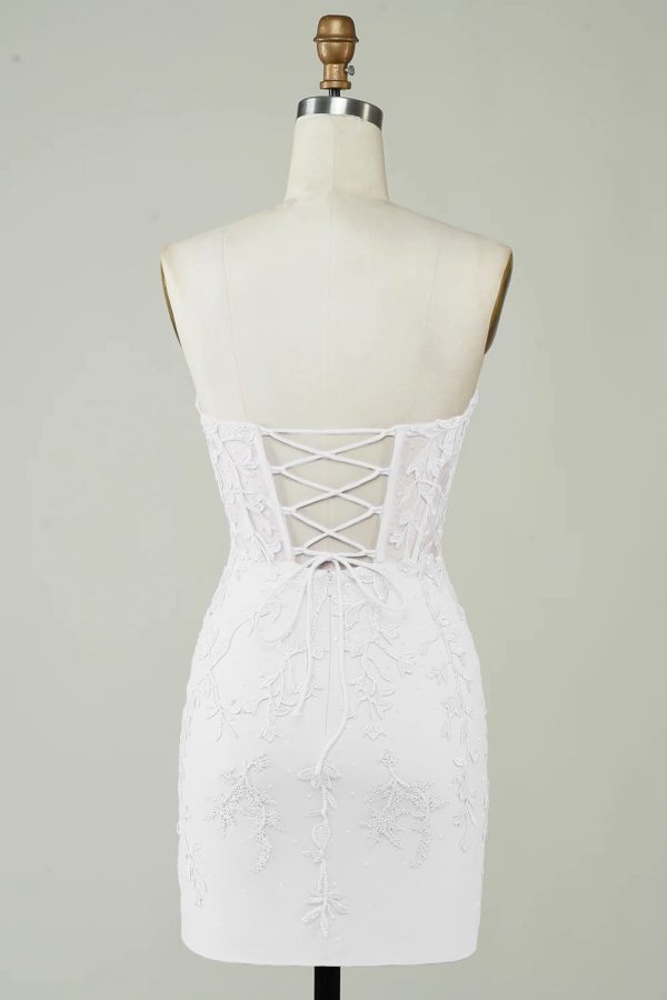 Spaghettibandjes Bodycon Little White Jurkje met Appliques Rabatt – Bild 2