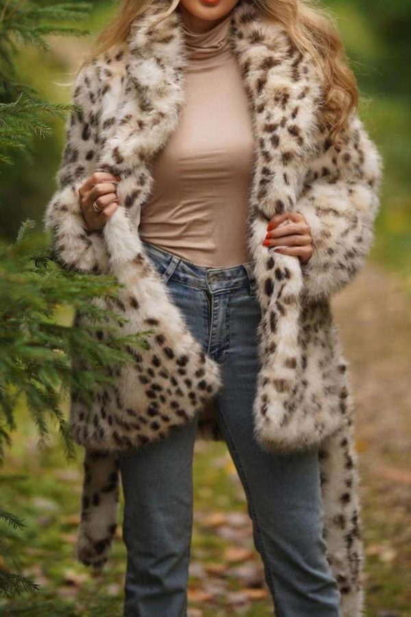 Maxi Shearling Jas met luipaardprint en riem Jetzt online – Bild 3