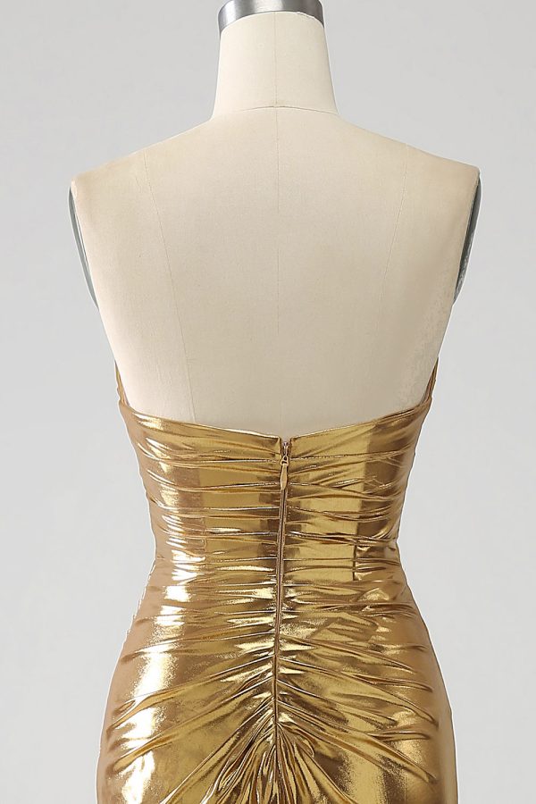 Gouden zeemeermin strapless lange galajurk met split Rabatt – Bild 5