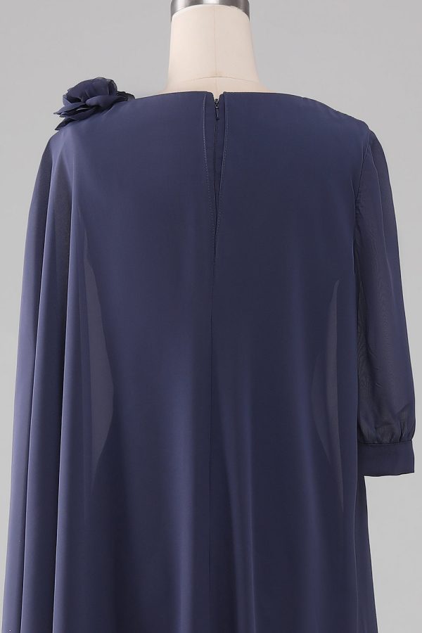 Schede kolom Scoop kralen knie-lengte Chiffon moeder van de bruid jurk Angebot – Bild 5