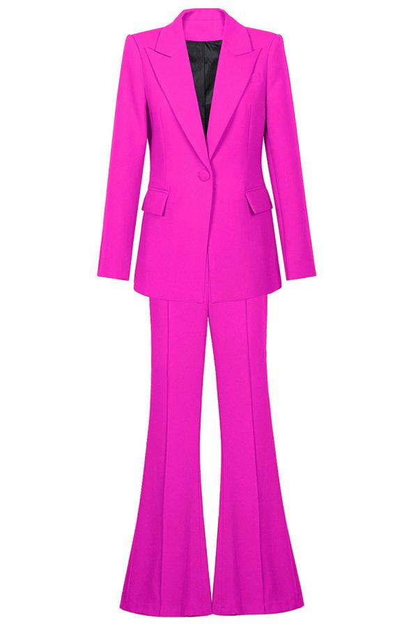 Fuchsia One Button Peak Lapel Dames Pakken Angebot