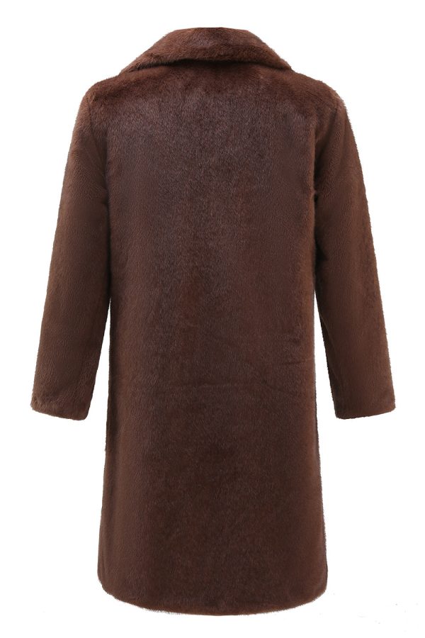 Bruine Nothced Revers Lange Shearling Jas voor Heren Mode – Bild 2
