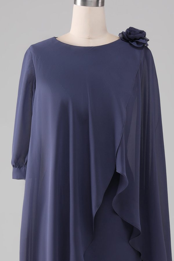Schede kolom Scoop kralen knie-lengte Chiffon moeder van de bruid jurk Angebot – Bild 4