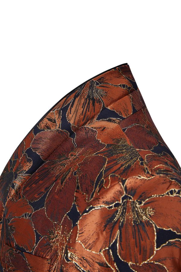 Bruine Jacquard Sjaal Revers Heren 2 Delige Pakken Online-Verkauf – Bild 4
