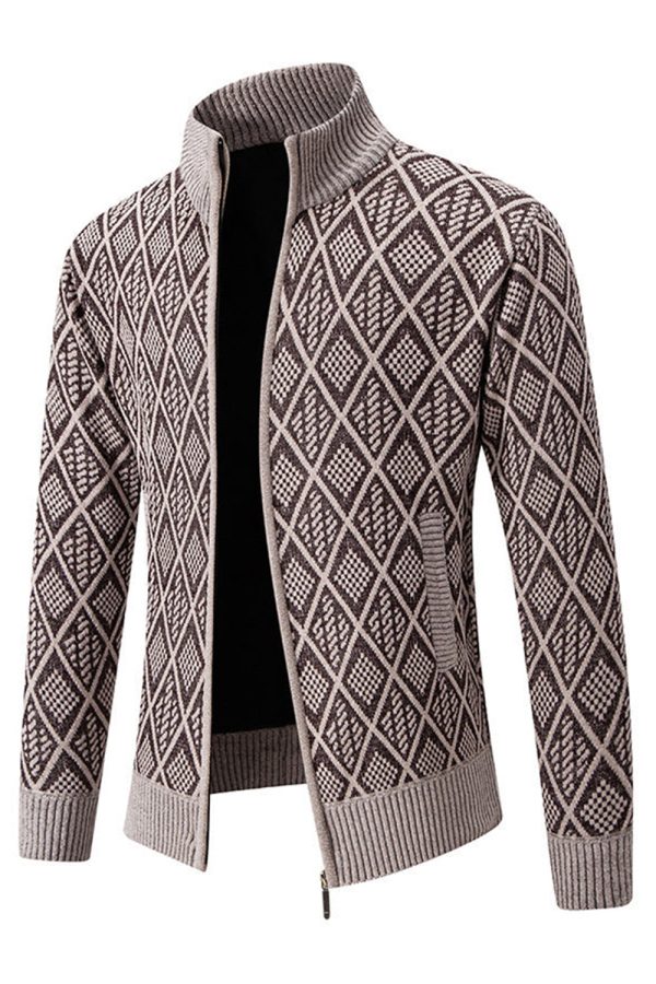 Jacquard Plus fluwelen casual vest met opstaande kraag voor heren Schn?ppchen – Bild 3
