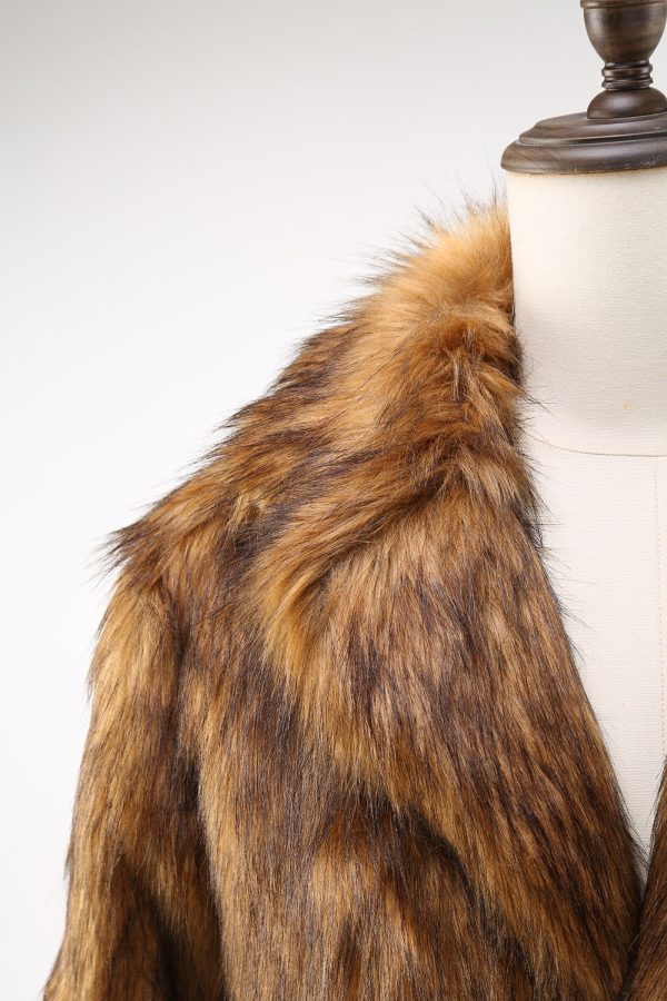 Bruine revers met inkeping Lange heren shearling jas met knopen Online-Verkauf – Bild 4