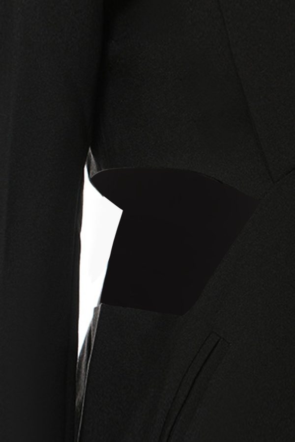 Zwarte Slim Fit Cut-out Dames Collarless Blazer Online-Verkauf – Bild 5
