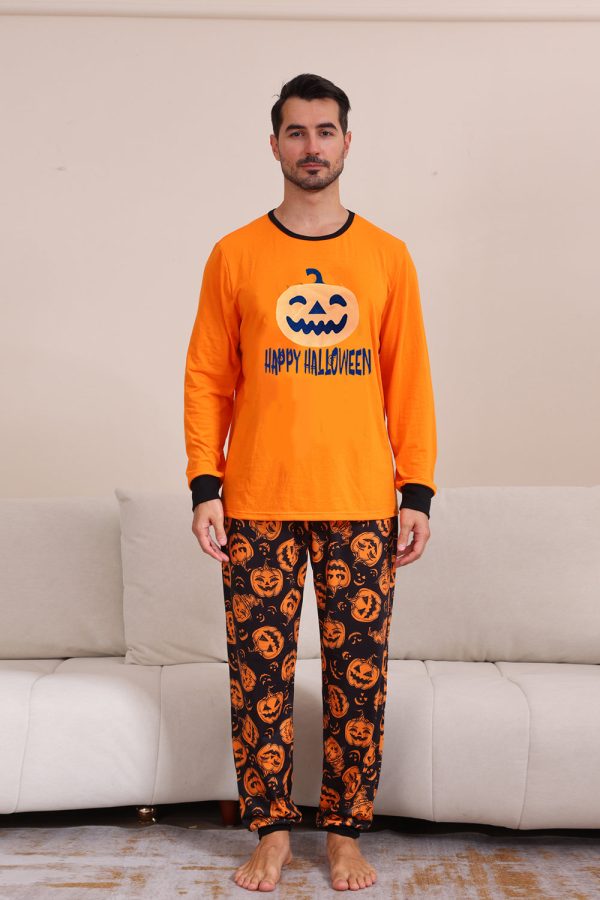 Oranje Halloween Familie Bijpassende Pyjamaset met Lange Mouw Zu verkaufen