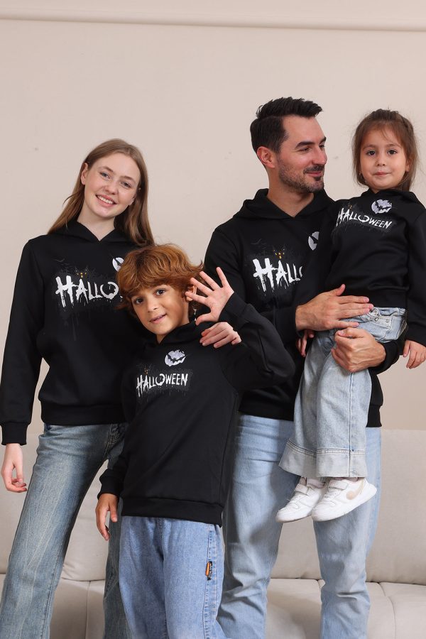 Zwart Halloween Familiekostuum Sweatshirt met capuchon Verkauf – Bild 2