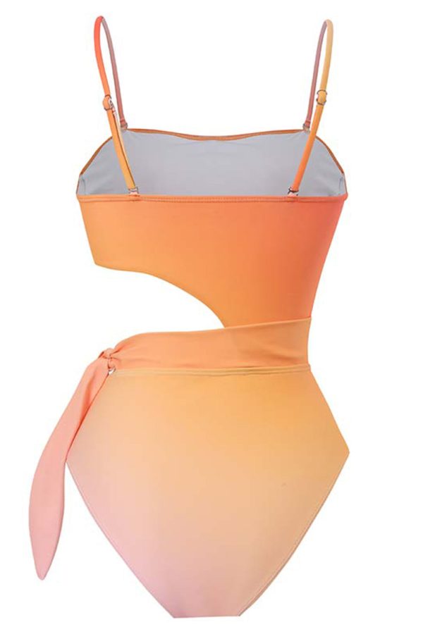 Hoge taille oranje badmode uit één stuk met uitgesneden Verkauf – Bild 2