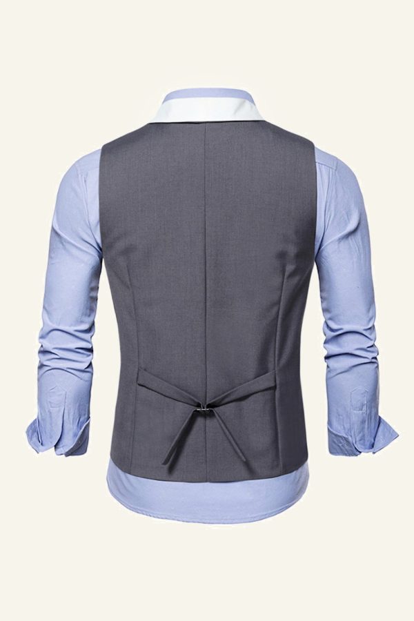 Zwarte Sjaal Revers Double Breasted Heren Pak Vest Rabatt – Bild 5
