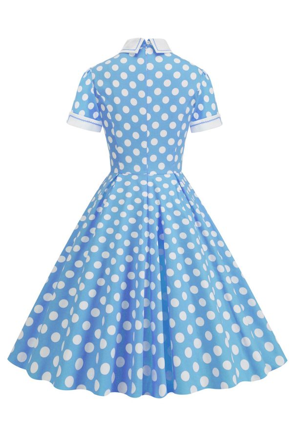 Hepburn Style Polka Dots Vintage Jurk met korte mouwen Rabatt – Bild 2