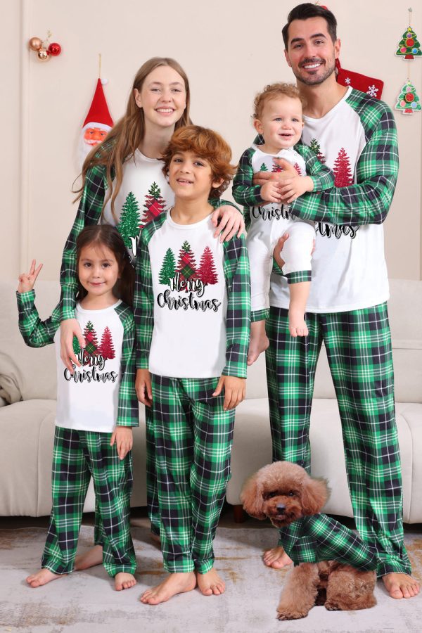 Groene en Witte Merry Christmas Family Pyjama Sets Schn?ppchen