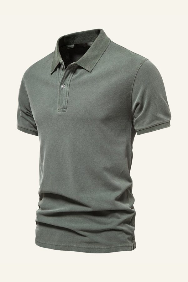 Klassiek Grijs Groen Regular Fit Korte Mouwen Heren Polo Shirt Verkauf – Bild 3