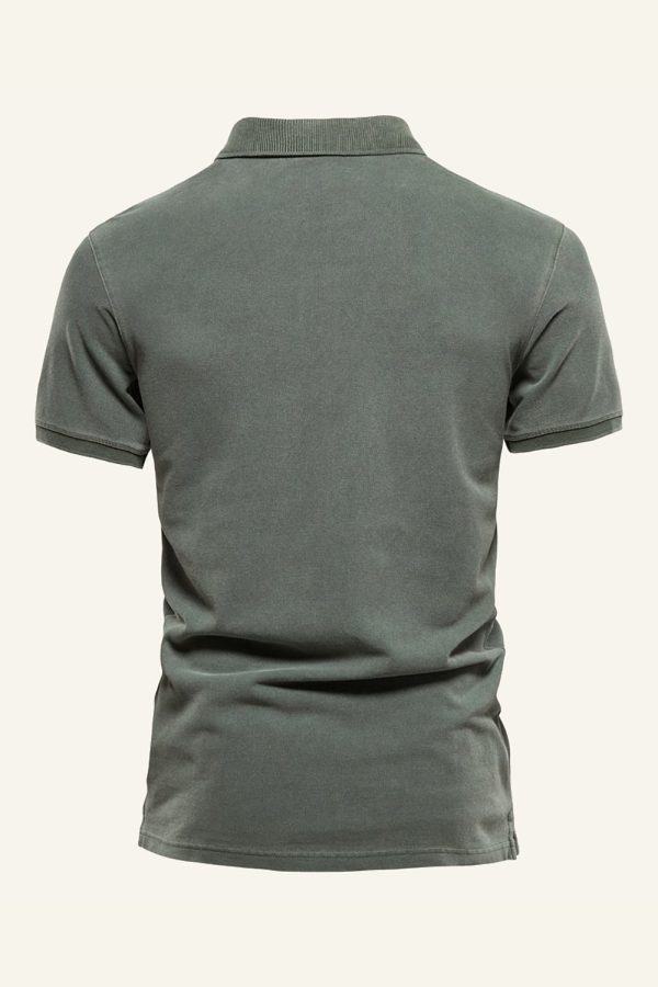 Klassiek Grijs Groen Regular Fit Korte Mouwen Heren Polo Shirt Verkauf – Bild 2
