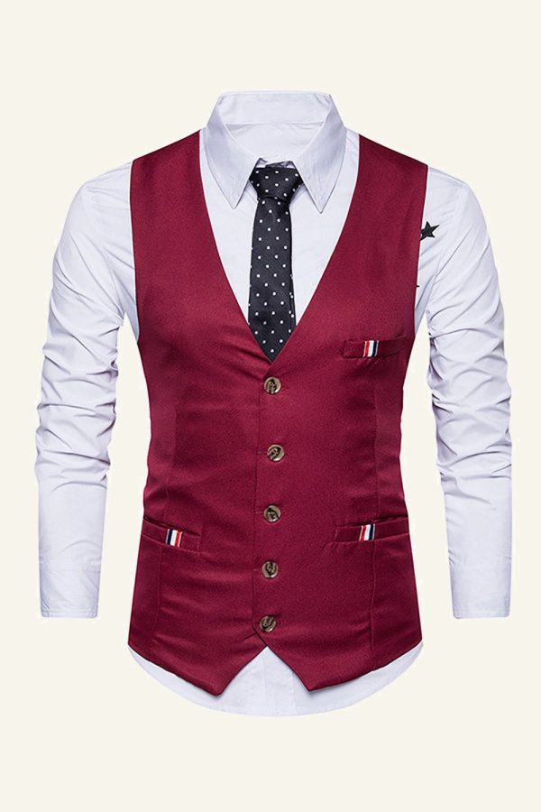 Zwarte Single Breasted Revers Heren Zwart Vest Online-Verkauf – Bild 4