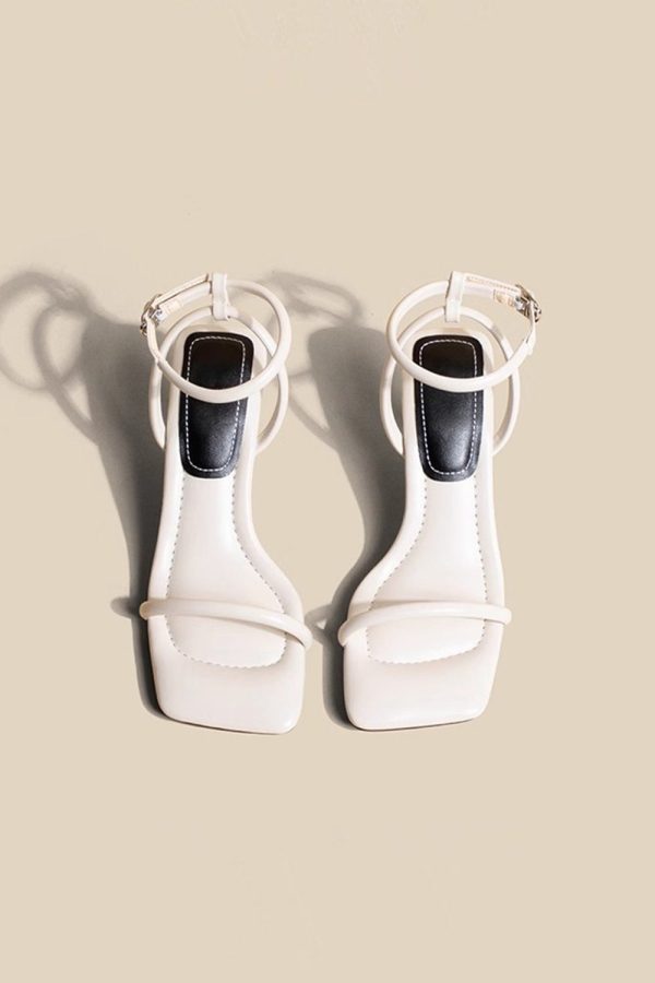 Zwarte PU lederen enkelbandje sandalen met hoge hak Online-Schn?ppchen – Bild 2