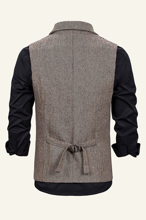 Peak Revers Single Breasted Heren Pak Vest Online-Verkauf – Bild 5